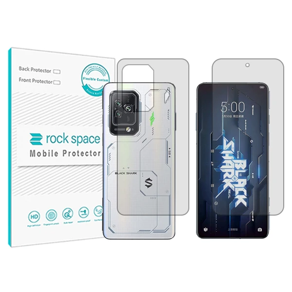 محافظ صفحه نمایش شفاف راک اسپیس مدل HyGEL مناسب برای گوشی موبایل شیائومی Black Shark 5 Pro به همراه محافظ پشت