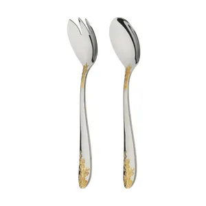 قاشق و چنگال سرو سالاد ناب استیل مدل امپریال