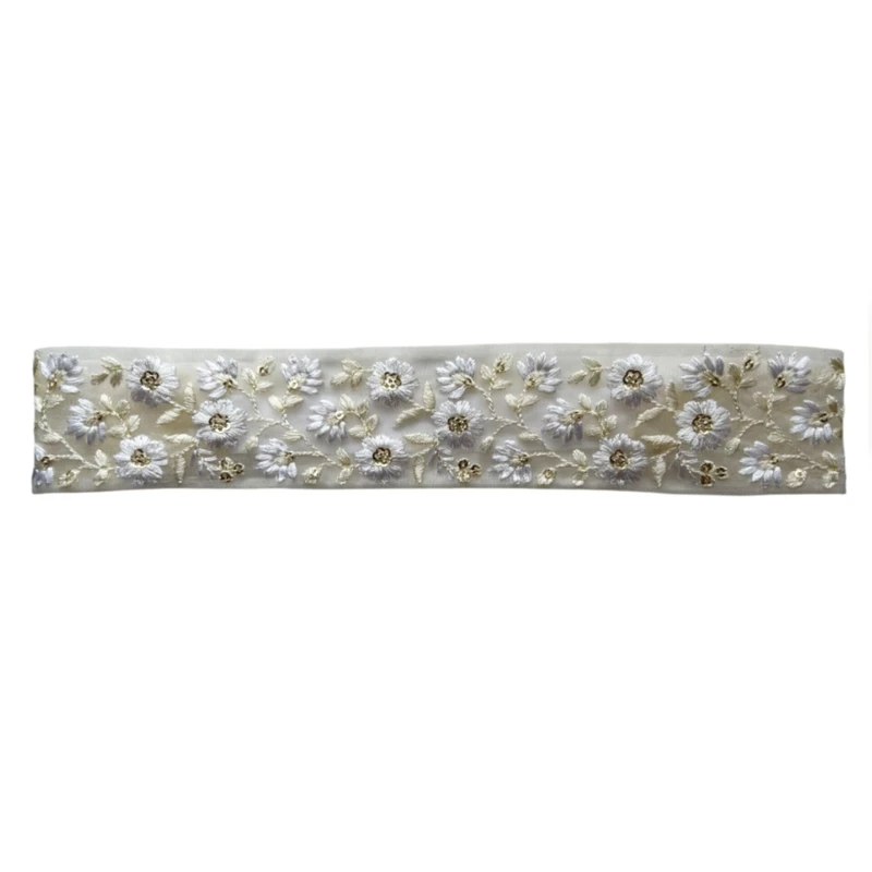 هدبند زنانه مدل تور گیپور گلدار کشی Lace Flower-01
