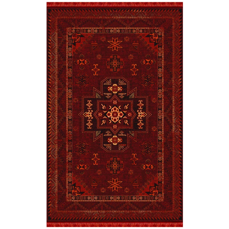 فرش ماشینی فرش ابریشمی کرامتیان
 طرح بلوچی کد 4119B زمینه قرمز