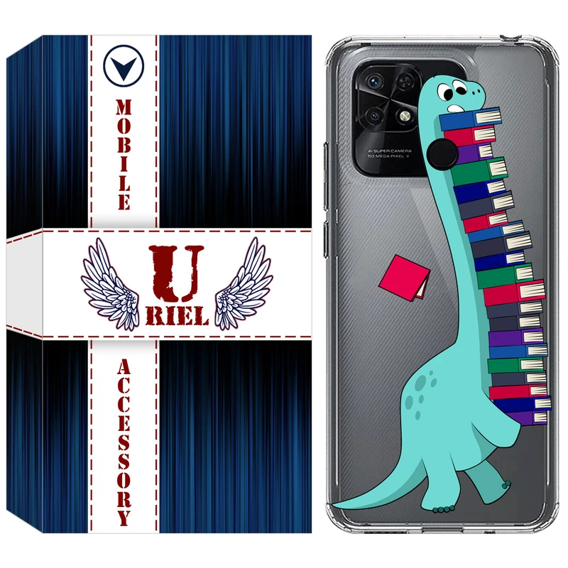 کاور یوریل مدل Clear کد 17 طرح دایناسور کتابخوان مناسب برای گوشی موبایل شیائومی Redmi 10C
