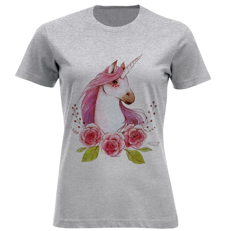 تی شرت آستین کوتاه زنانه مدل اسب تک شاخ F1317