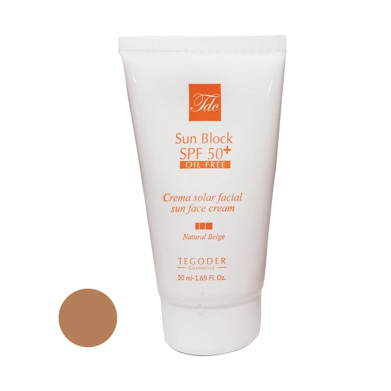 کرم ضد آفتاب رنگی تگودر SPF 50 مدل su02 مناسب پوست چرب و آکنه ای حجم 50 میلی‌لیتر