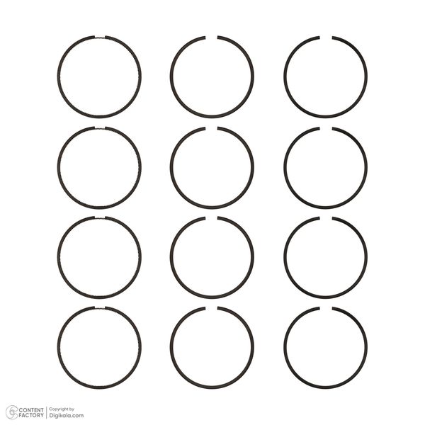 رینگ پیستون رینگ خودرو پارس مدل RKP-XU7-STD مناسب برای پژو 405 و پارس موتور XU7 بسته 12 عددی
