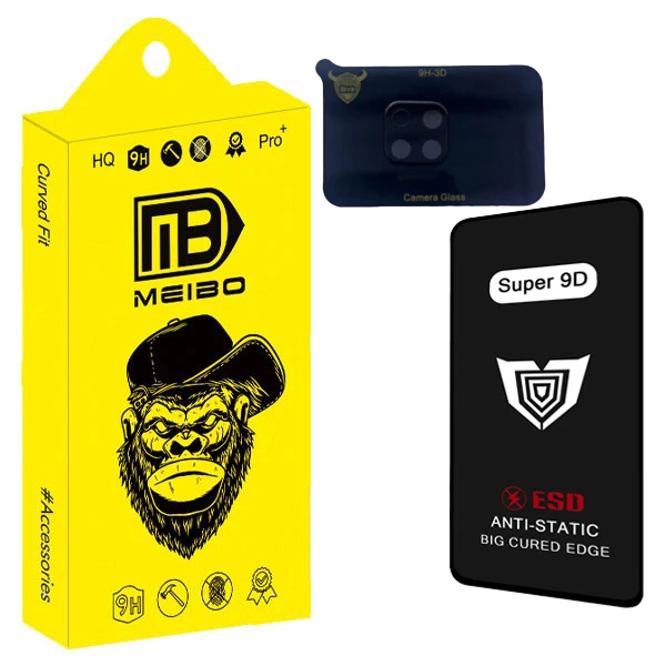 محافظ صفحه نمایش میبو مدل Super 9D Guard مناسب برای گوشی موبایل سامسونگ galaxy A10 به همراه محافظ لنز دوربین