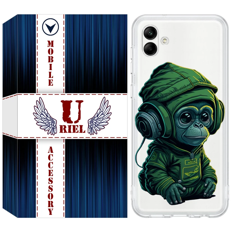 کاور یوریل مدل Clear کد 45 طرح میمون سبز مناسب برای گوشی موبایل سامسونگ Galaxy A04e