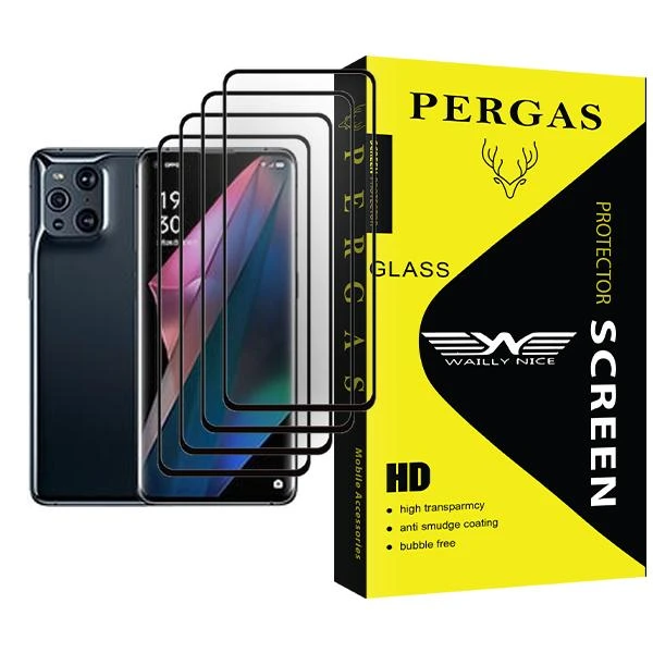 محافظ صفحه نمایش وایلی نایس مدل Pergas Glass MIX004 مناسب برای گوشی موبایل اوپو Find X3 Pro بسته چهار عددی