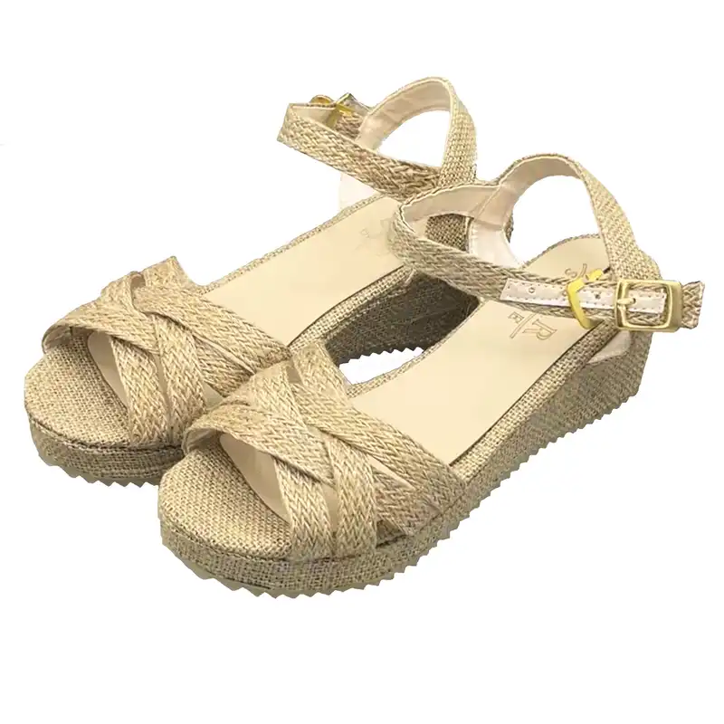 صندل زنانه مدل پنجه بافتی کنفی