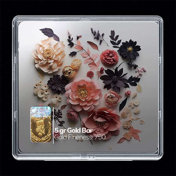 شمش طلا 18 عیار مدوپد مدل گل کد SG10543 شمش طلا 18 عیار مدوپد مدل گل کد SG10543