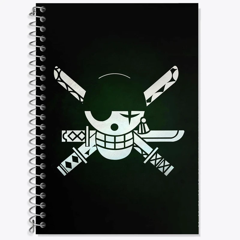 دفتر زبان 50 برگ خندالو مدل دو خط طرح علامت زورو انیمه وان پیس One Piece کد 11425