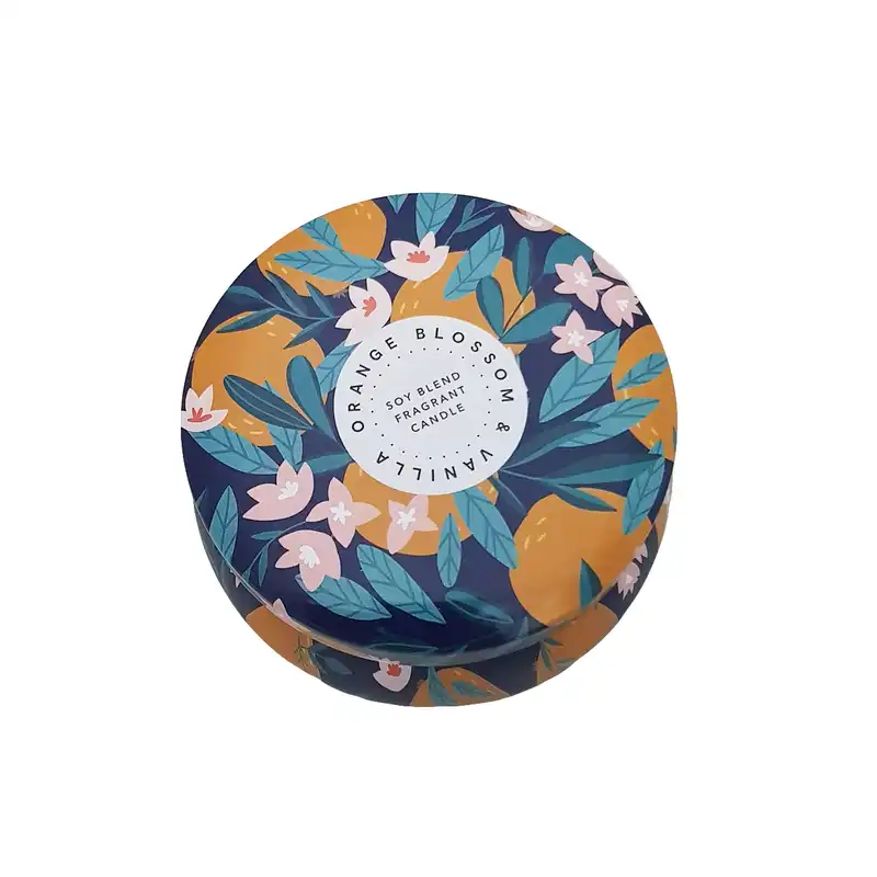 جعبه دکوری مدل قوطی فلزی طرح Orange Blossom کد 72