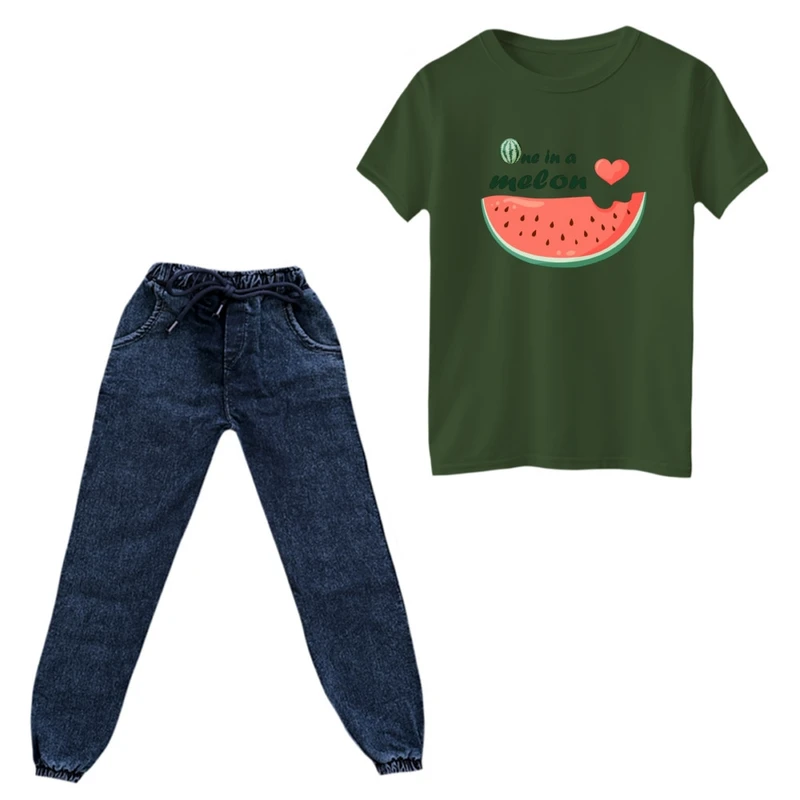 ست تی‌شرت و شلوار پسرانه مدل هندوانه یلدایی کد 26