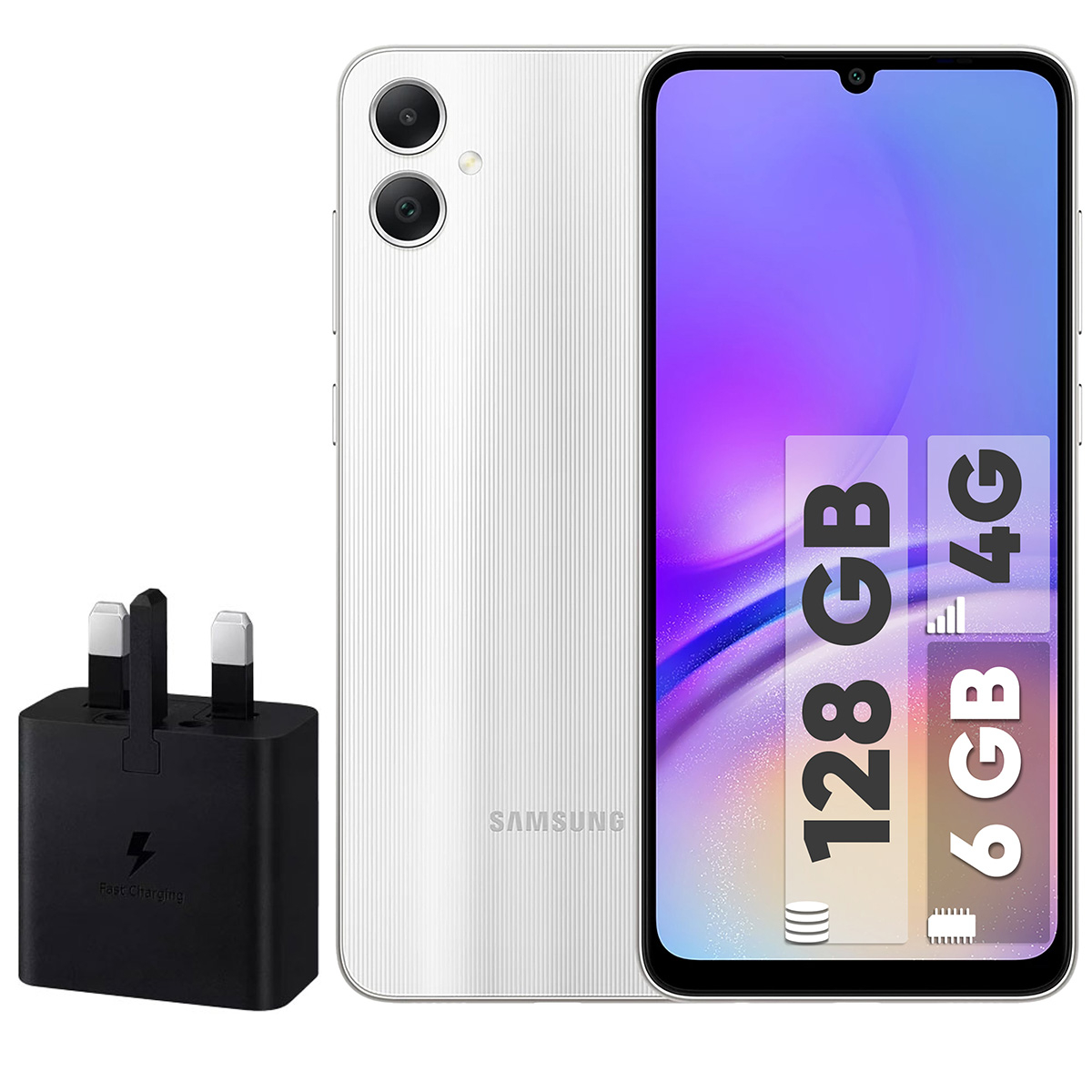 گوشی موبایل سامسونگ مدل Galaxy A05 دو سیم کارت ظرفیت 128 گیگابایت و رم 6 گیگابایت به همراه شارژر 15وات سامسونگ