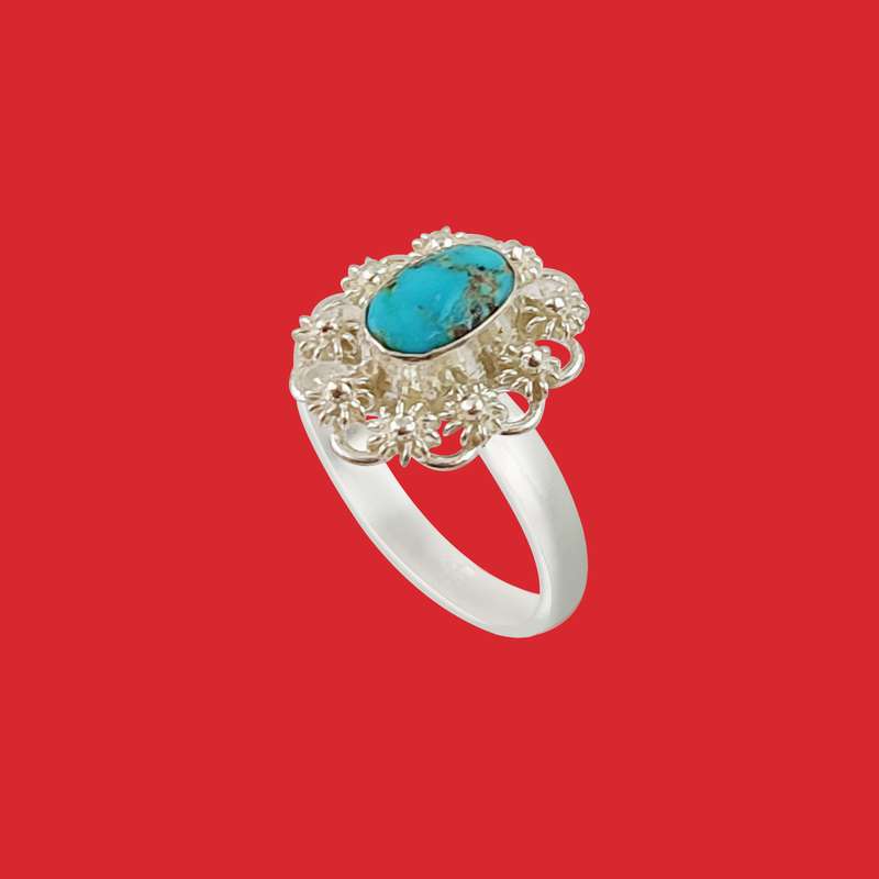 انگشتر نقره زنانه مدل فیروزه نیشابور کد NG5038