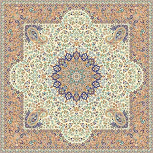 رومیزی ترمه رضایی طرح گلستان مدل مربع کد GN-GC-100