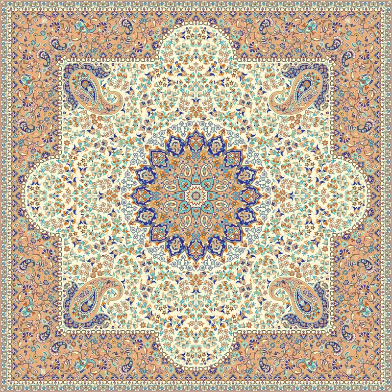 رومیزی ترمه رضایی طرح گلستان مدل مربع کد GN-GC-100