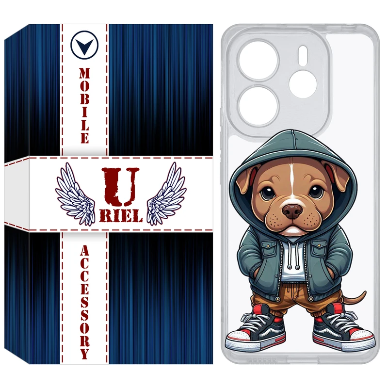 کاور یوریل  مدل Clear کد 66 طرح سگ قهوه ای مناسب برای گوشی موبایل شیائومی Redmi Note 14 4G
