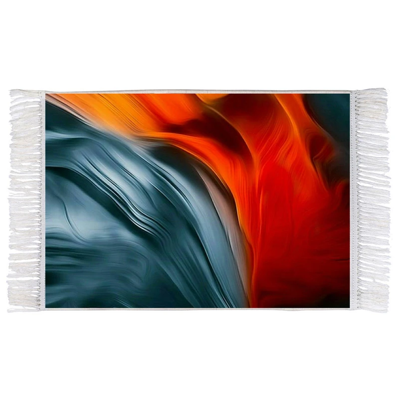 فرش ماشینی دیوارکوب اطلس آبی طرح انتزاعی مدل T1156