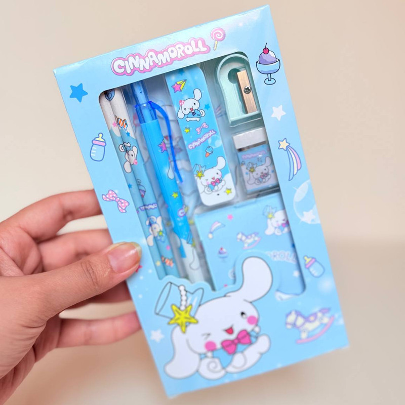 بسته لوازم تحریر مدل کرومی و سینامورول مجموعه 7 عددی