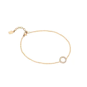 دستبند زنجیری طلا 18 عیار زنانه الی گالری مدل حلقه نگینی