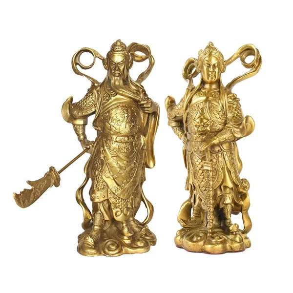 مجسمه برنزی مدل گوان گنگ یو طرح پتینه بسته 2 عددی