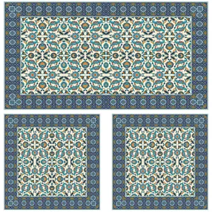 ست رومیزی سه تکه مدل مستطیل مربع طرح اسلیمی کد 9986