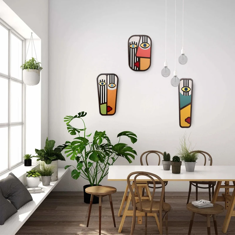 عکس شماره 2 : دیوارکوب طرح وال ماسک کد mf220-a مجموعه 3 عددی