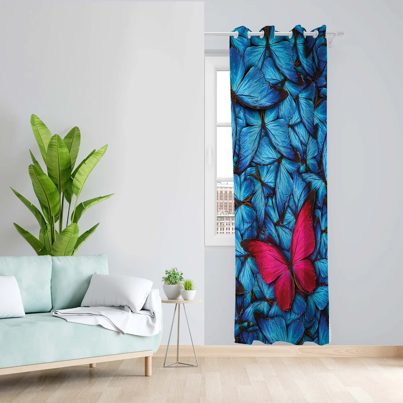 پرده طرح پروانه مدل مخمل پانچی کد 5327R z سایز 140x200 سانتی متر