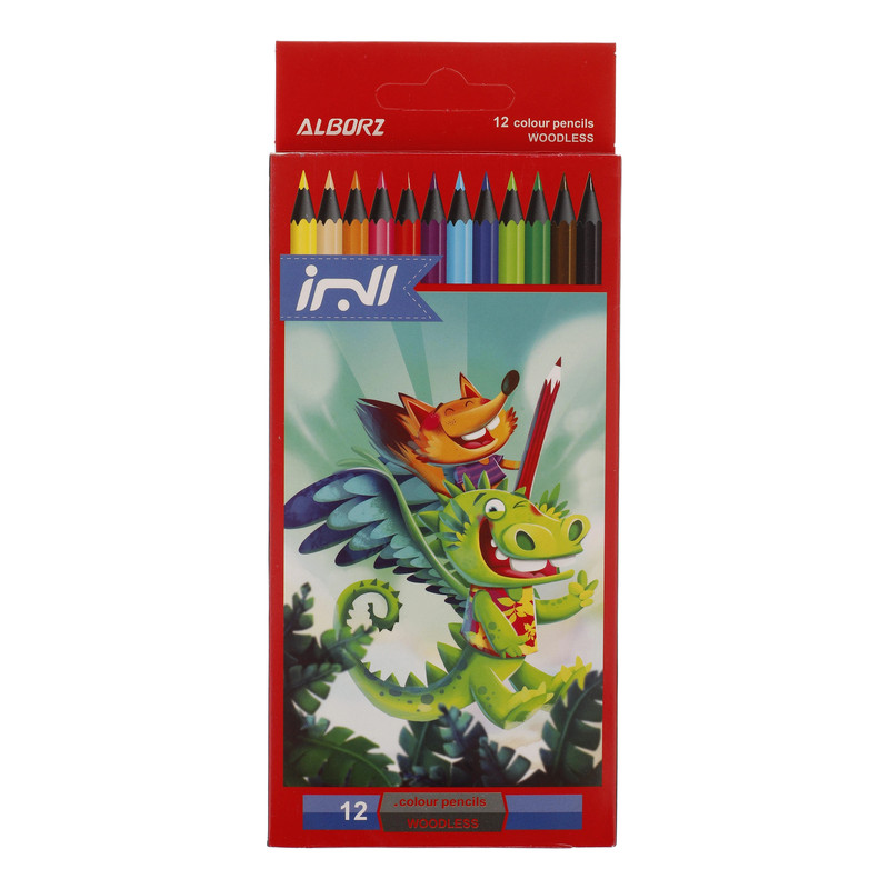 مداد رنگی 12 رنگ البرز مدل woodless