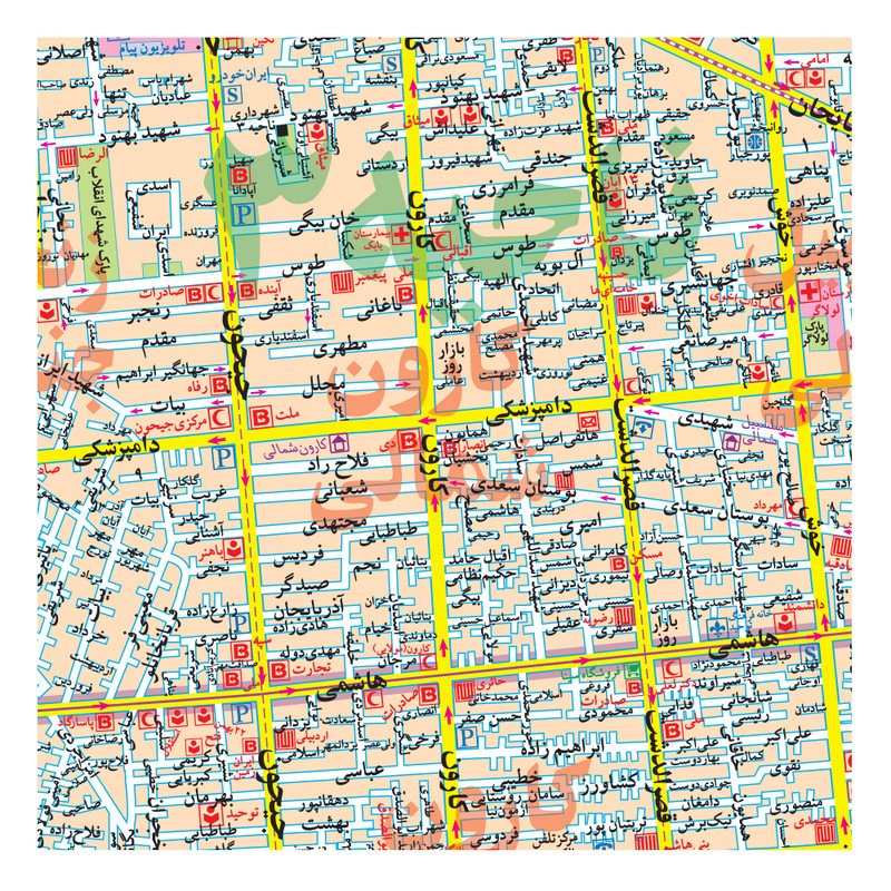 نقشه راهنمای منطقه ۱۰ تهران گیتاشناسی نوین کد ۱۳۱۰
