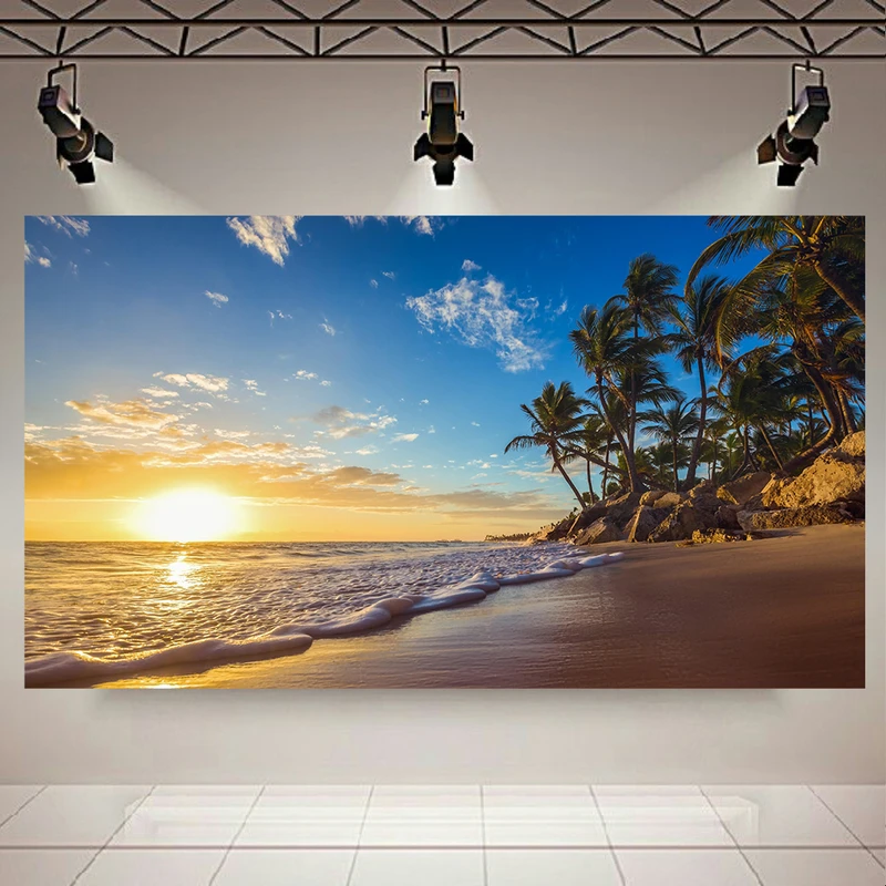 پوستر پارچه ای مدل چرم مخمل طبیعت غروب دریا کد AR2390