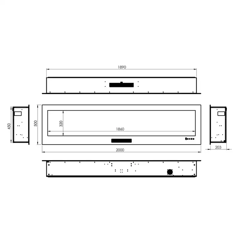 شومینه دیواری برقی شومینه آوالون مدل هالیوود پلاس 200