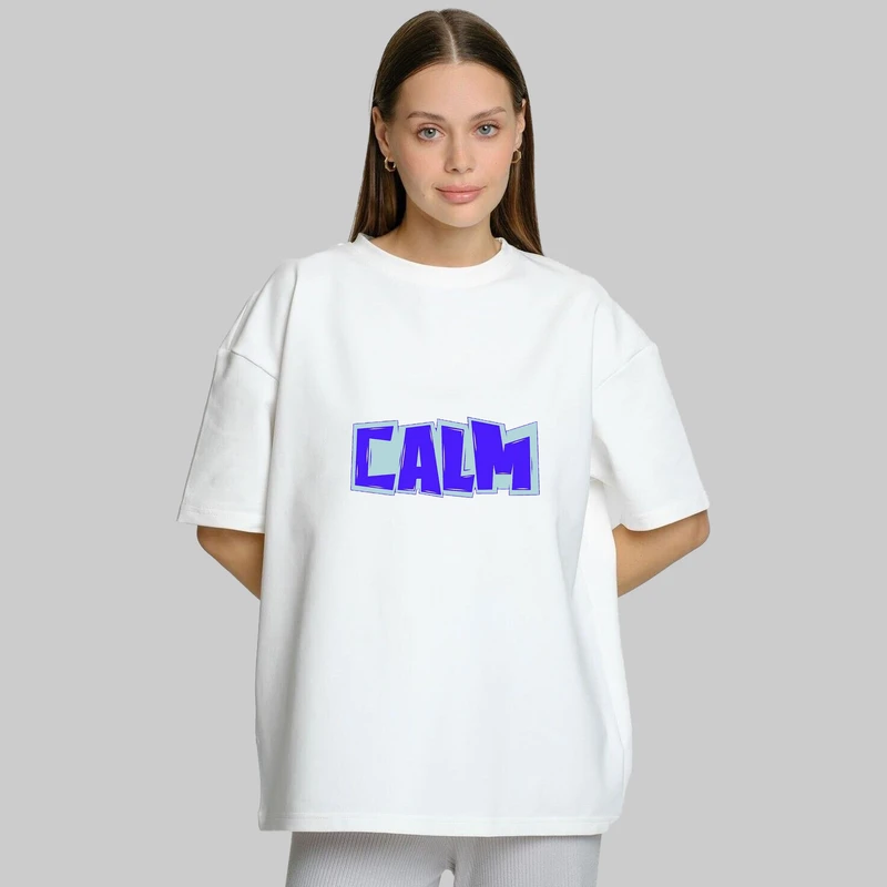 تی شرت زنانه پنبه دورو مینیمال طرح متن calm