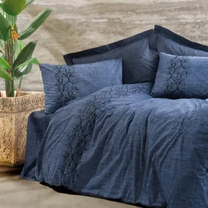 سرویس روتختی کاتن باکس مدل Plain Sooty Denim تک نفره 3 تکه