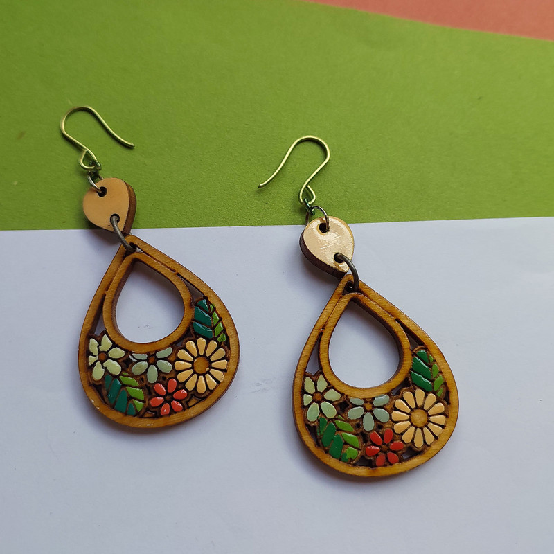 گوشواره زنانه مدل گل های بهاری طرح اشک کد EP028 گوشواره زنانه مدل گل های بهاری طرح اشک کد EP028