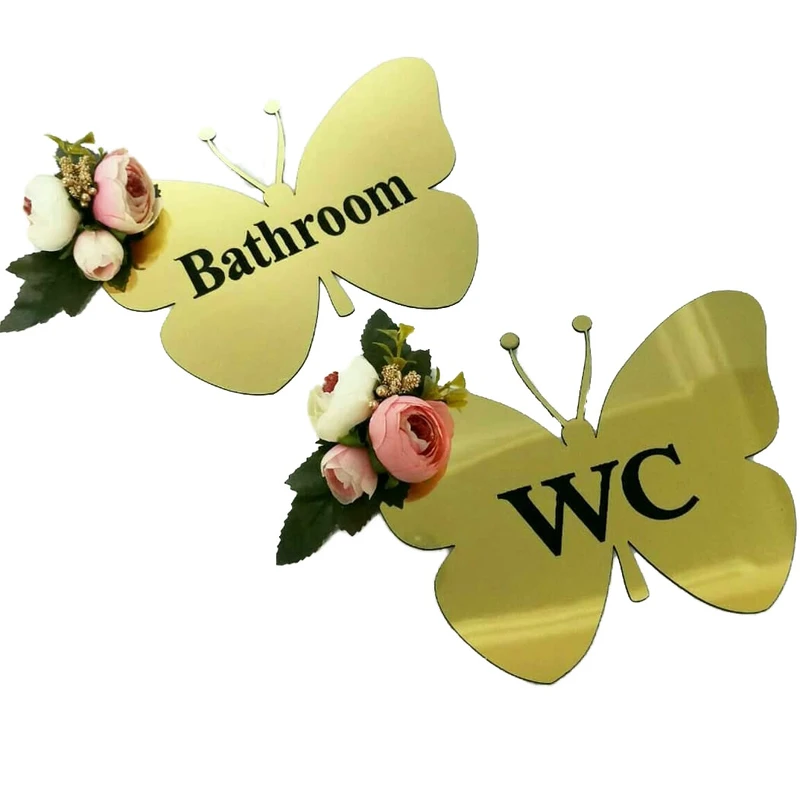 استیکر درب سرویس بهداشتی مدل پروانه کد a1 مجموعه دو عددی