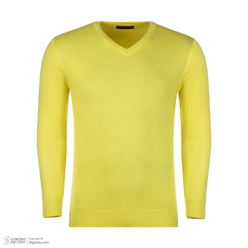 پلیور مردانه پاتن جامه مدل یقه هفت 304021020003999 رنگ لیمویی