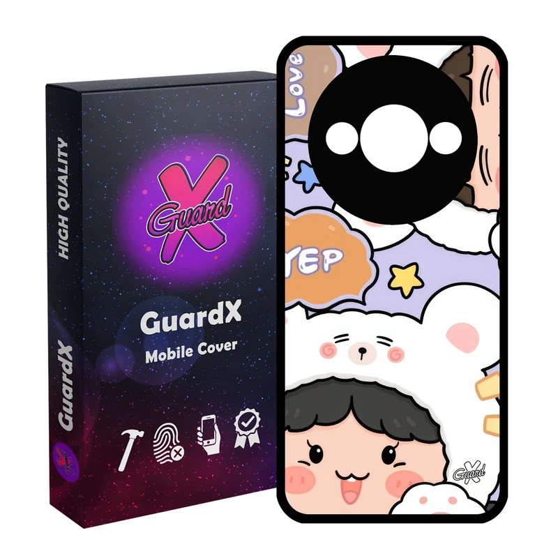 کاور گارد ایکس طرح دختر خرسی مدل قاب Glass10655 مناسب برای گوشی موبایل شیائومی Redmi A3 4G/ A3X 4G/ Poco C61