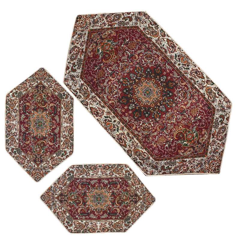 ست 5 تکه رومیزی ترمه مدل قاجار کد ZRS5
