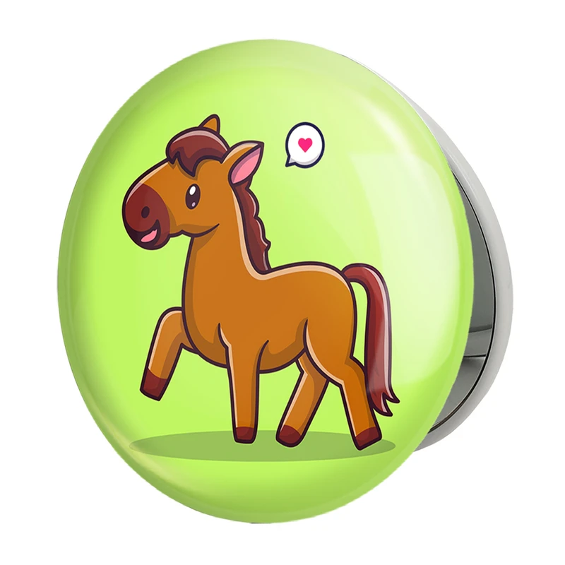 آینه جیبی خندالو طرح حیوانات بامزه اسب مدل تاشو کد 29664