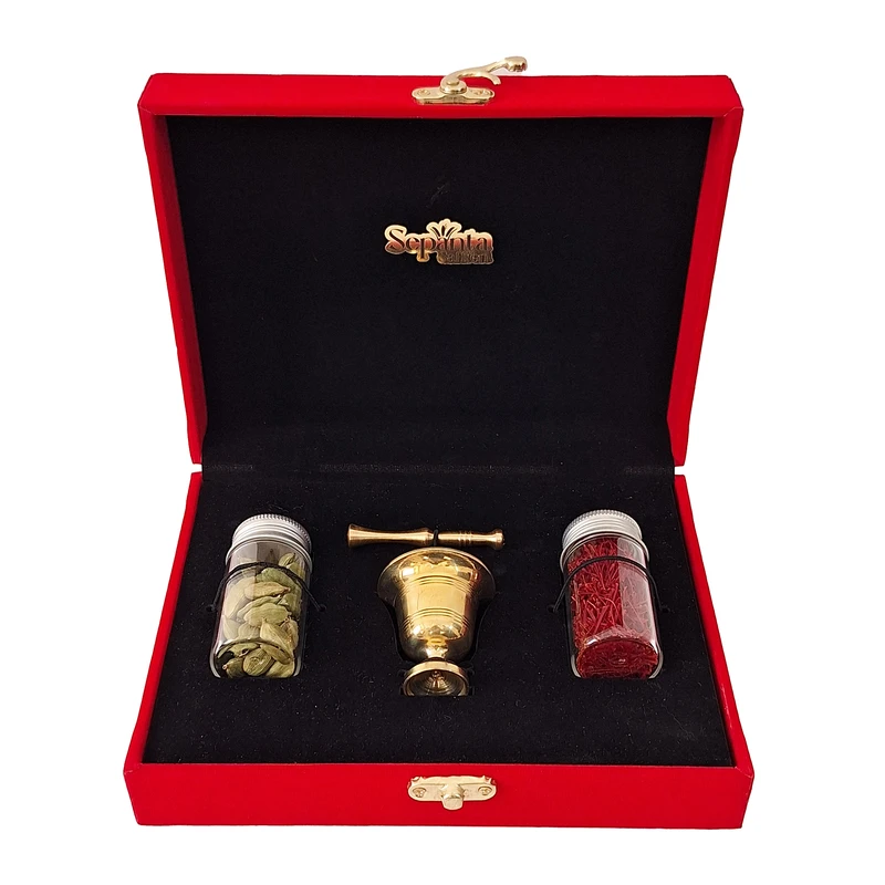 زعفران نگین سپنتا - 1.5 گرم به همراه هل - 7 گرم و هاون