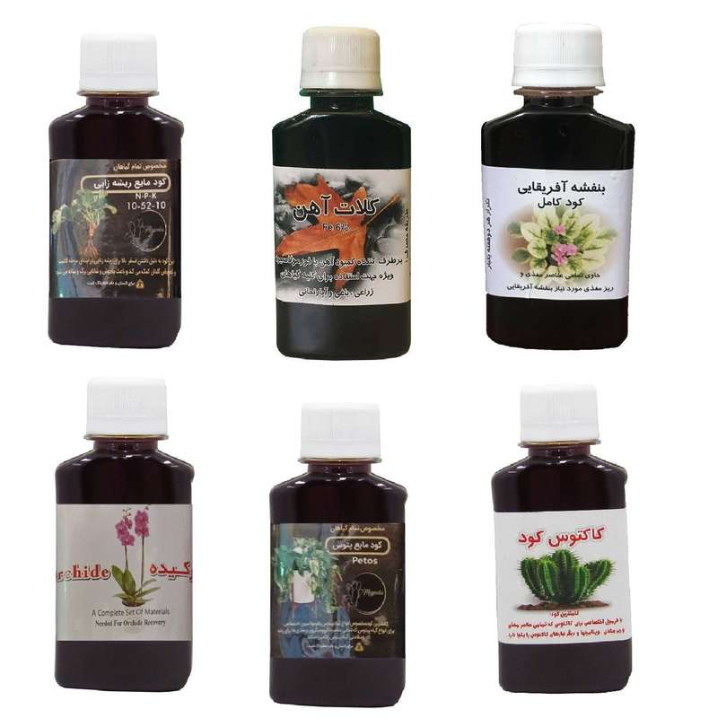 کود مایع فسفر ریشه زایی 10-52-10 و کلات آهن و بنفشه آفریقایی و کود ارکیده و کود کاکتوس و کود پتوس مدل life drop حجم 120 میلی لیتر