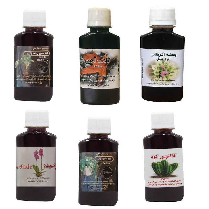 کود مایع فسفر ریشه زایی 10-52-10 و کلات آهن و بنفشه آفریقایی و کود ارکیده و کود کاکتوس و کود پتوس مدل life drop حجم 120 میلی لیتر