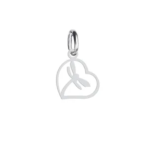 آویز گردنبند نقره هایکا طرح قلب و سنجاقک مدل n.ha-897