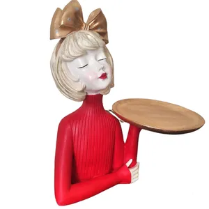 مجسمه مدل دختر بشقاب به دست