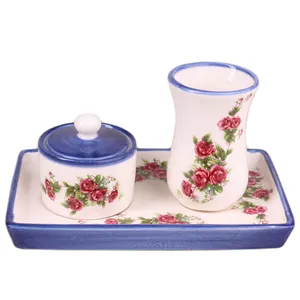 سرویس چای خوری 4 پارچه مدل گلسرخی کد QH01