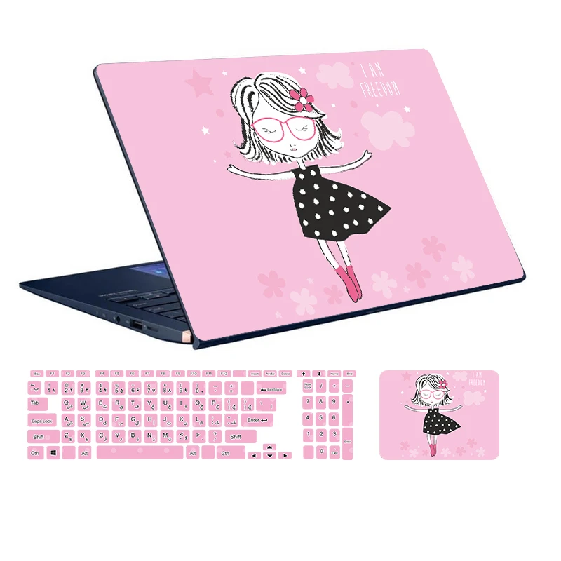 استیکر لپ تاپ توییجین و موییجین طرح Girl کد 42 به همراه برچسب حروف فارسی کیبورد مناسب برای لپ تاپ 15.6 اینچ