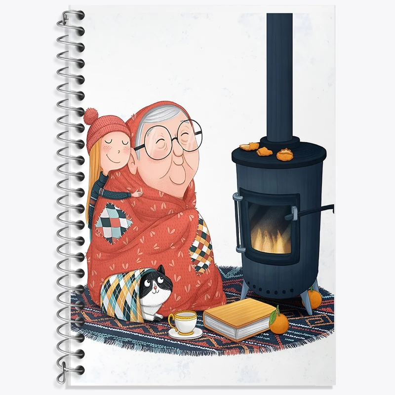 دفتر زبان 50 برگ خندالو مدل سه خط طرح مادر بزرگ کد F7416