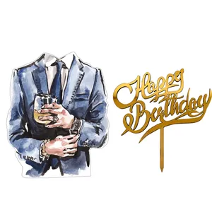 تاپر تزیین کیک مدل مردانه کد m4 مجموعه 2 عددی