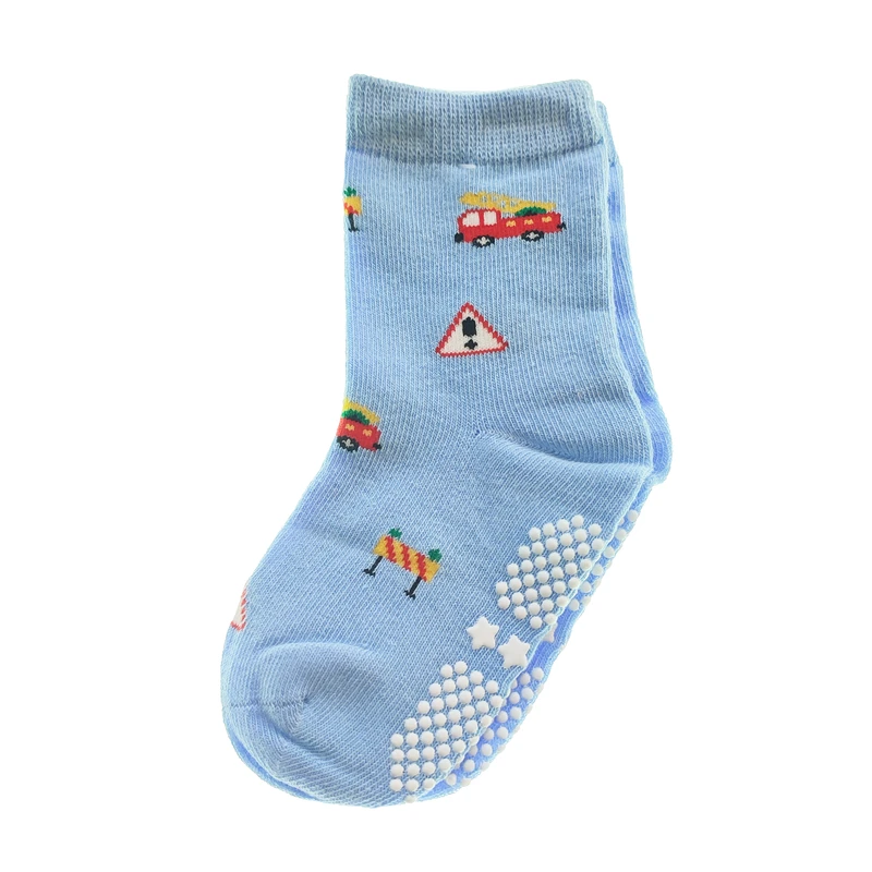 جوراب ساق کوتاه پسرانه لیمونار گالری مدل ماشین ها کف استپ دار